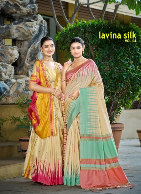 Lavina Silk 04 By Bunawat Slub Silk Printed Saree